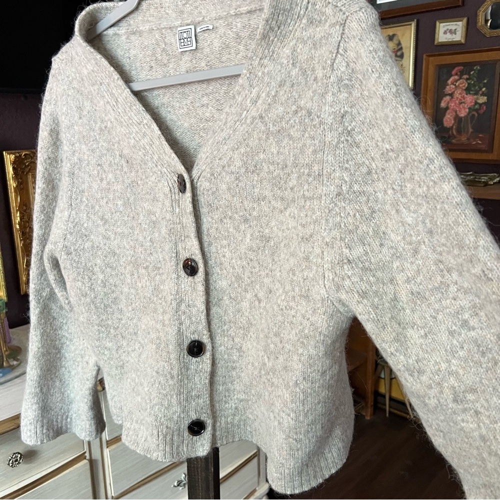 Toteme Treviso Cream Gray Wool-Alpaca Blend Cardigan XXS - Picture 12 of 16